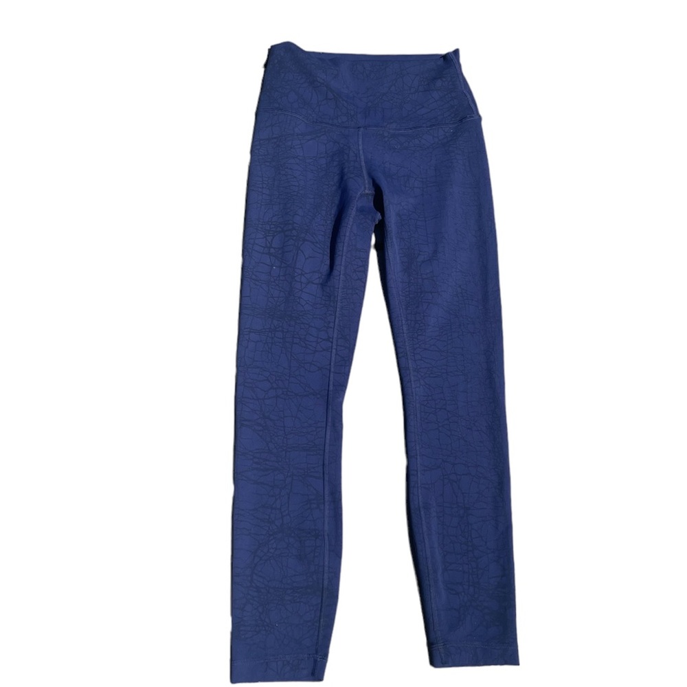 Lululemon royal blue purple web cracked glass print high rise leggings size 4.